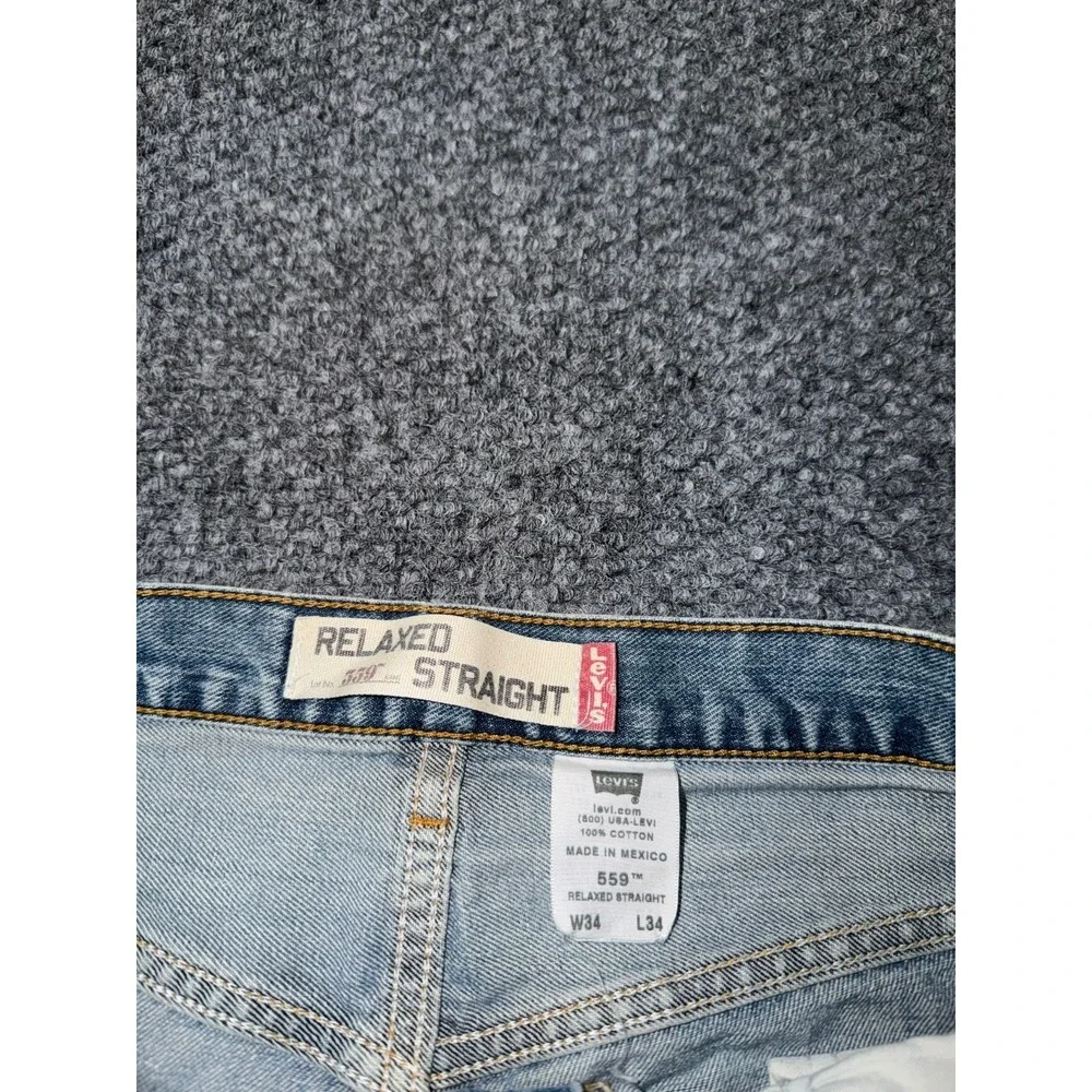 Levi's 559‎ Relaxed Straight Fit Jeans Light Wash Blue Denim Y2K (2005) W34 L34